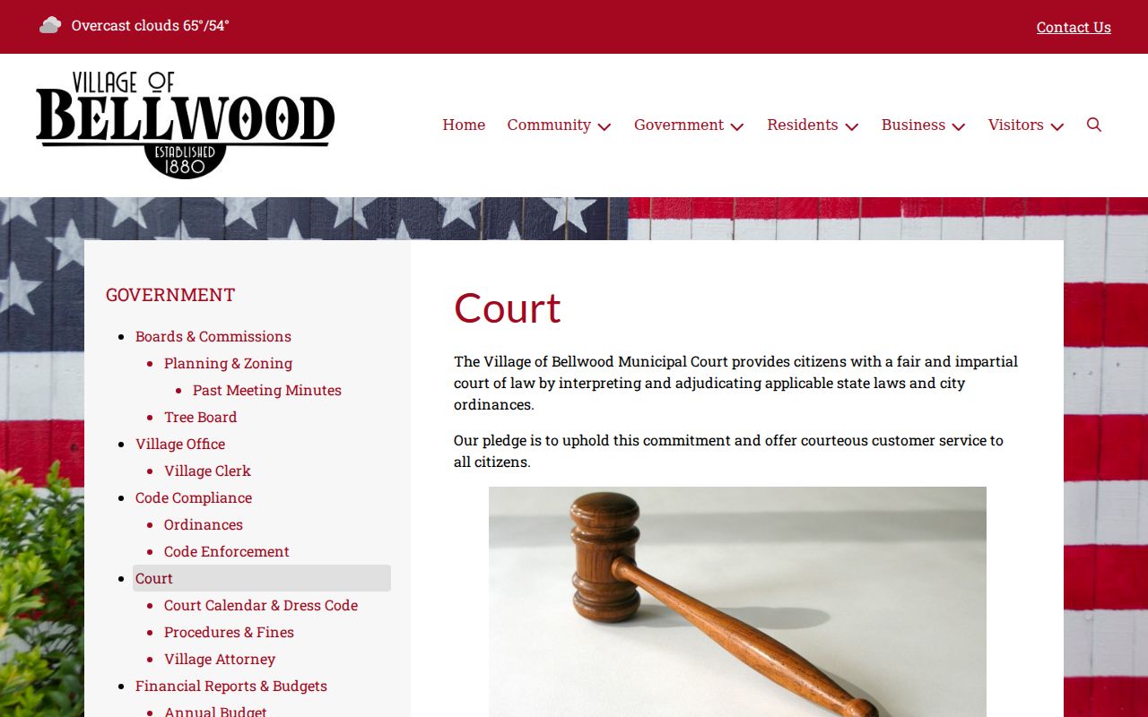 Bellwood official municipal court page used for local warrant routing